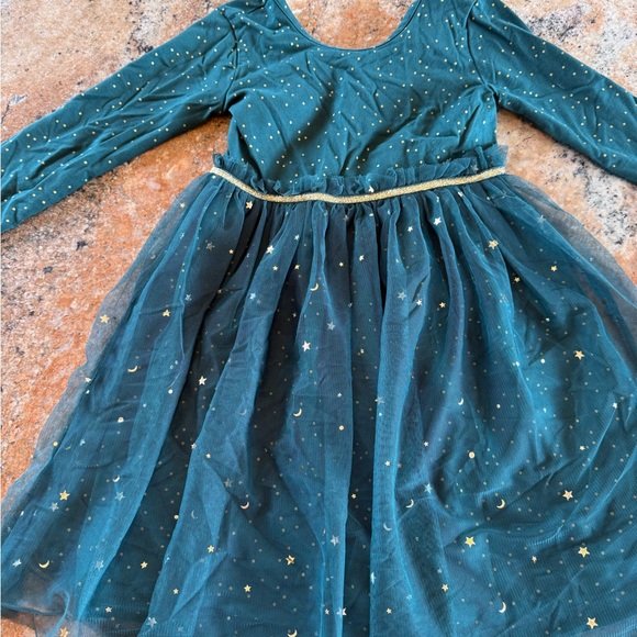 Hanna Andersson Other - Hanna Andersson Teal Dress with Gold Accents- Christmas dress- worn once likenew